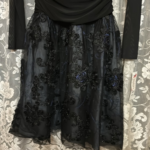 Brand new SLnY black flower imprint dress size 6 vintage - Picture 2 of 12